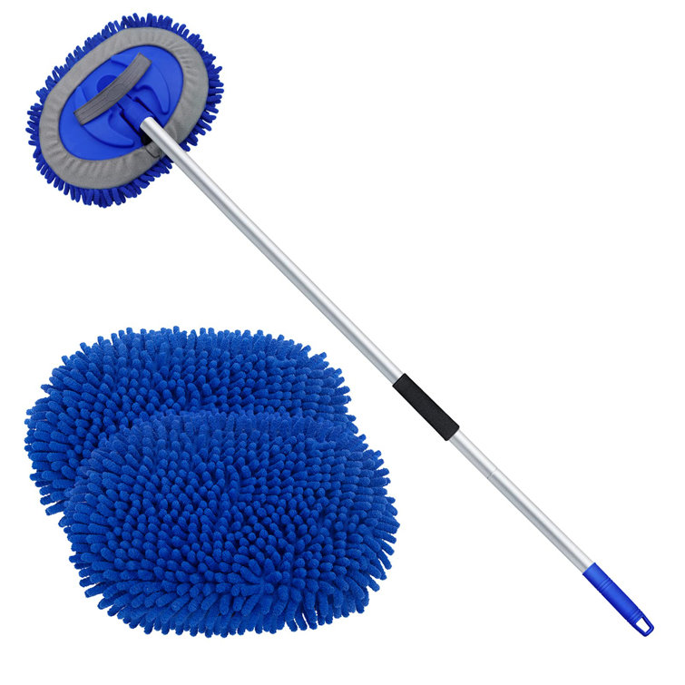 ZZGEN Microfiber Car Wash Brush With Long Handle Car Washing Mop Kit